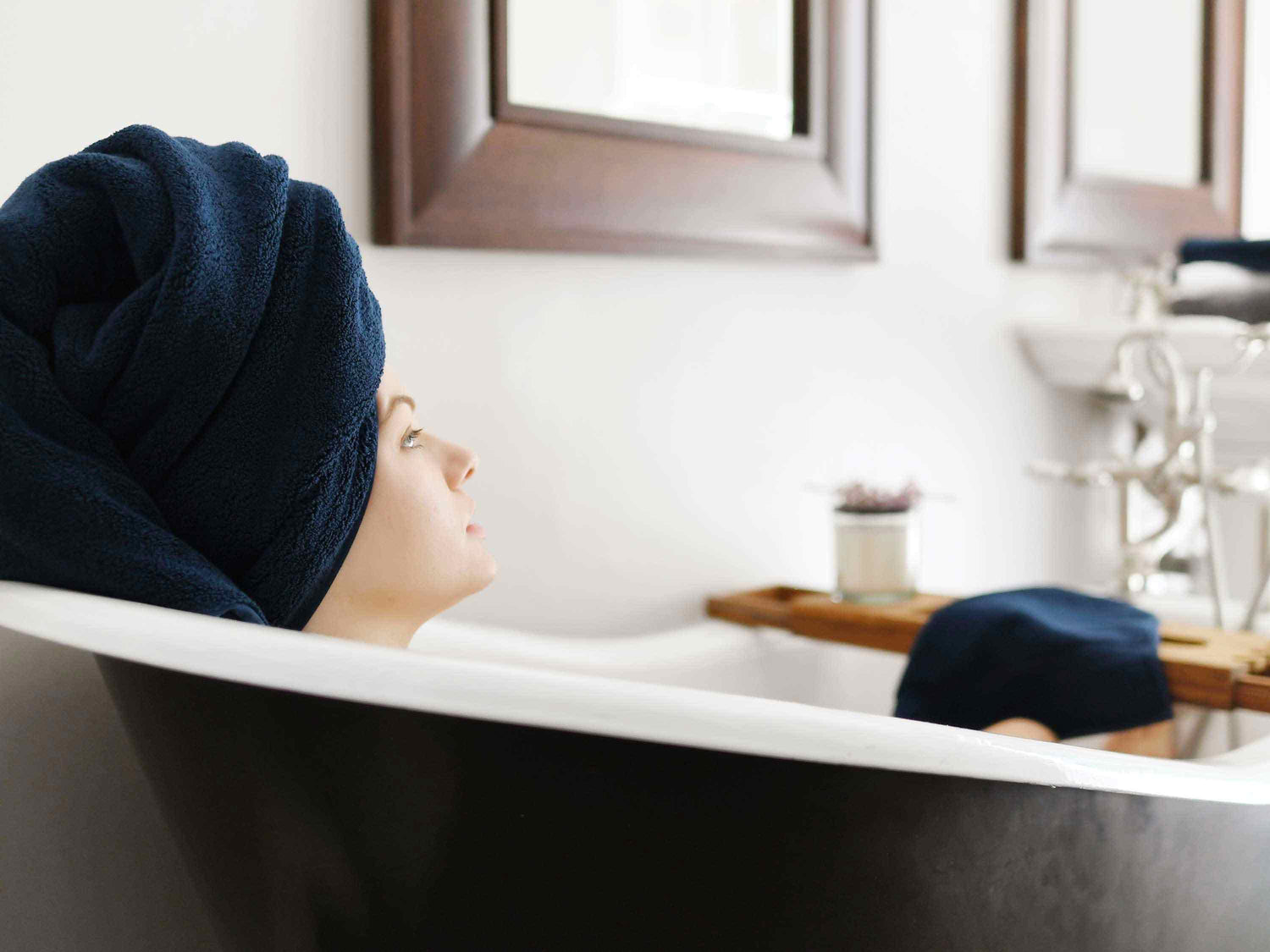 First picture of Navy Supima Cotton Bath Towels (Pair)