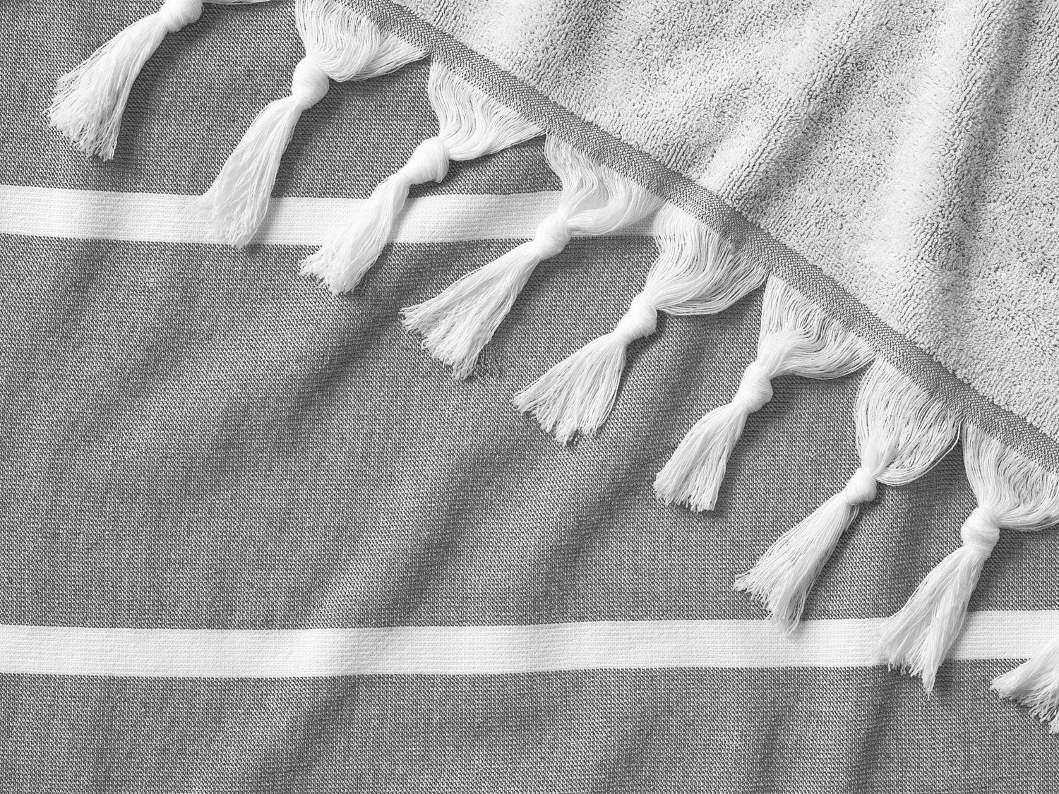 detail of a dark charcoal turkish towel