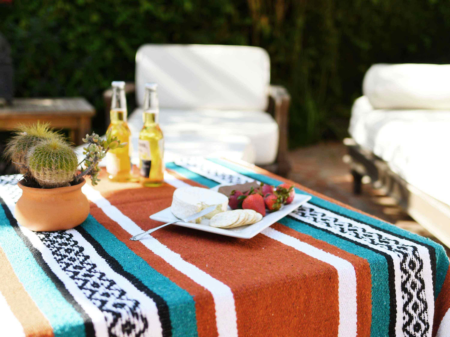 Third picture of Rustic Green Cabo Mexican Blanket
