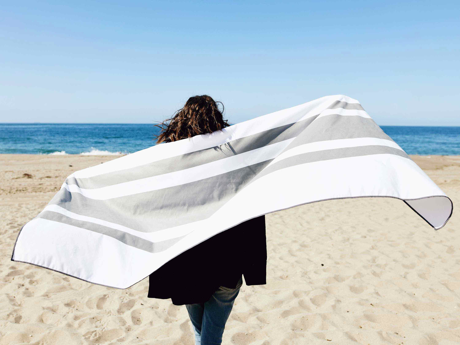 First picture of Quarry Gray Microfiber Beach Towel