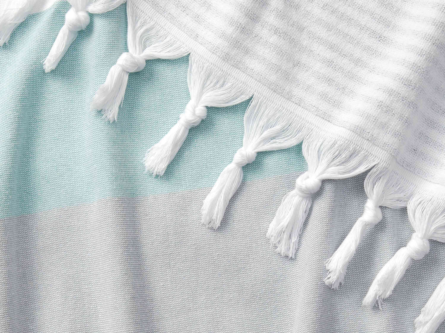 Second picture of Teal & Gray Cape Cod Turkish Towel