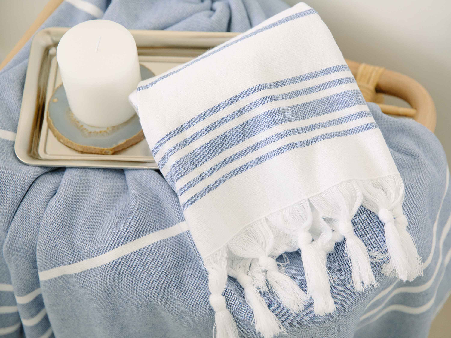 First picture of White Azul Classic Turkish Hand Towel