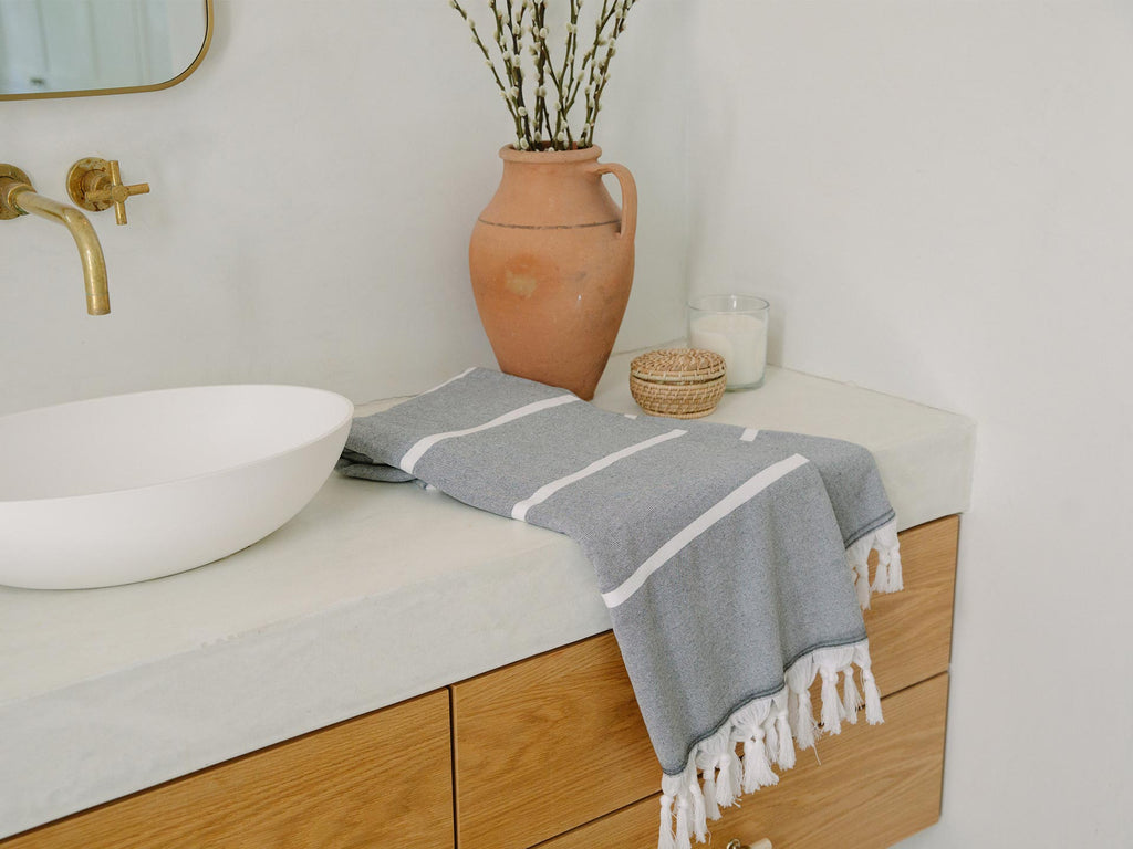NEW! Our chic Turkish Towel in Night Charcoal