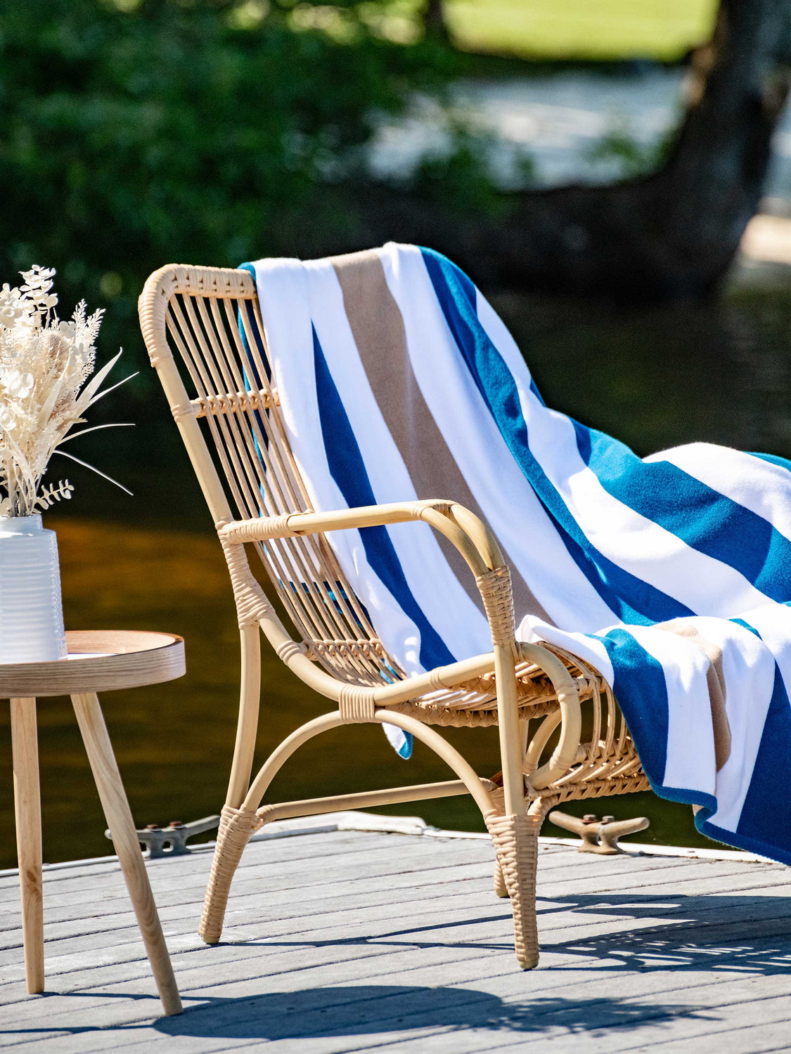 Ocean Blue & Almond Classic Cabana Beach Towel