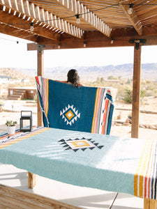 Teal Baja Mexican Blanket