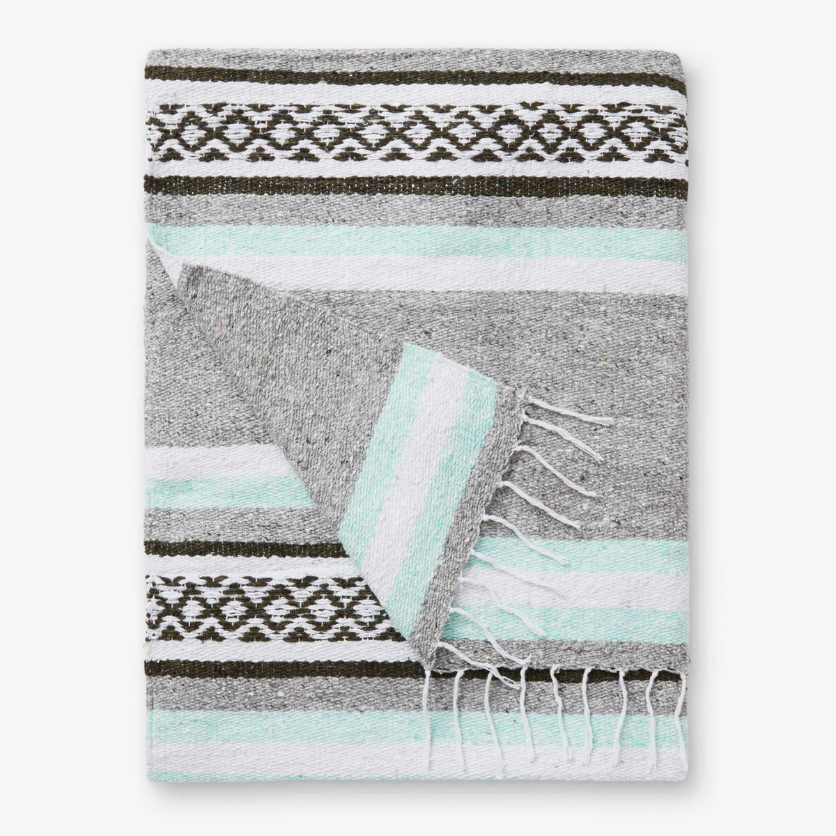 TEAL TRADITIONAL MEXICAN YOGA BLANKET